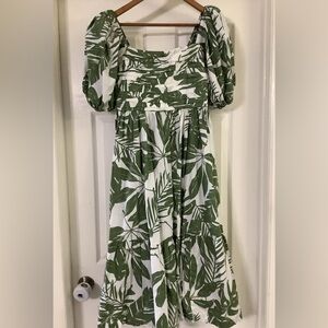 Abercrombie & Fitch Emerson Poplin Puff Sleeve Midi Dress Size S